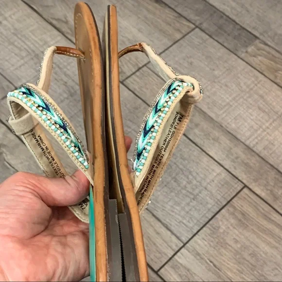 MiA Heritage FIJI Leather Embroidered Beaded Sandals 7M - Picture 12 of 12